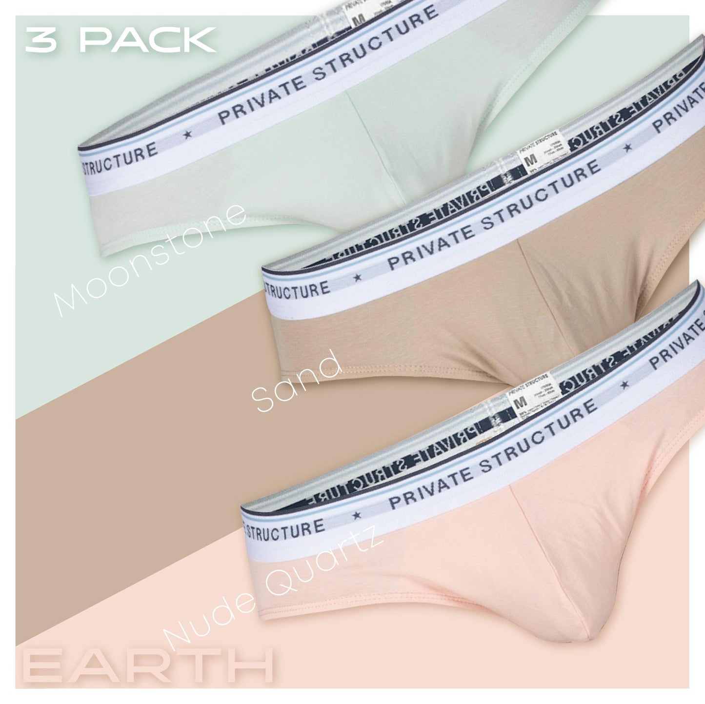 5lements Men's Mini Brief (3Pack) - Earth - | Private Structure - | MAD Lifestyle
