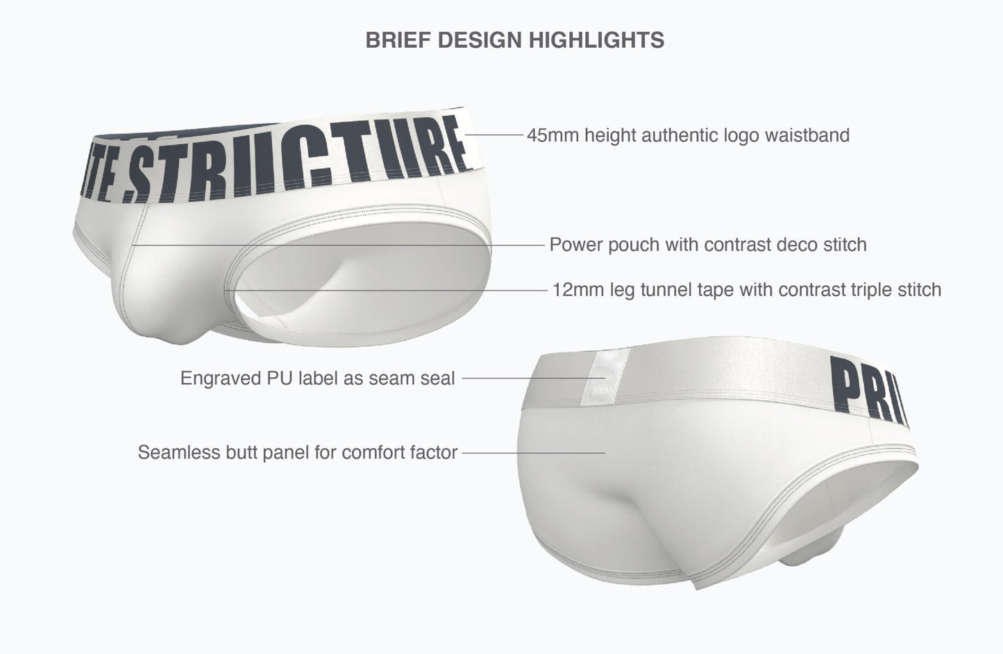 Prestiq Men's Brief - White - | Private Structure - | MAD Lifestyle