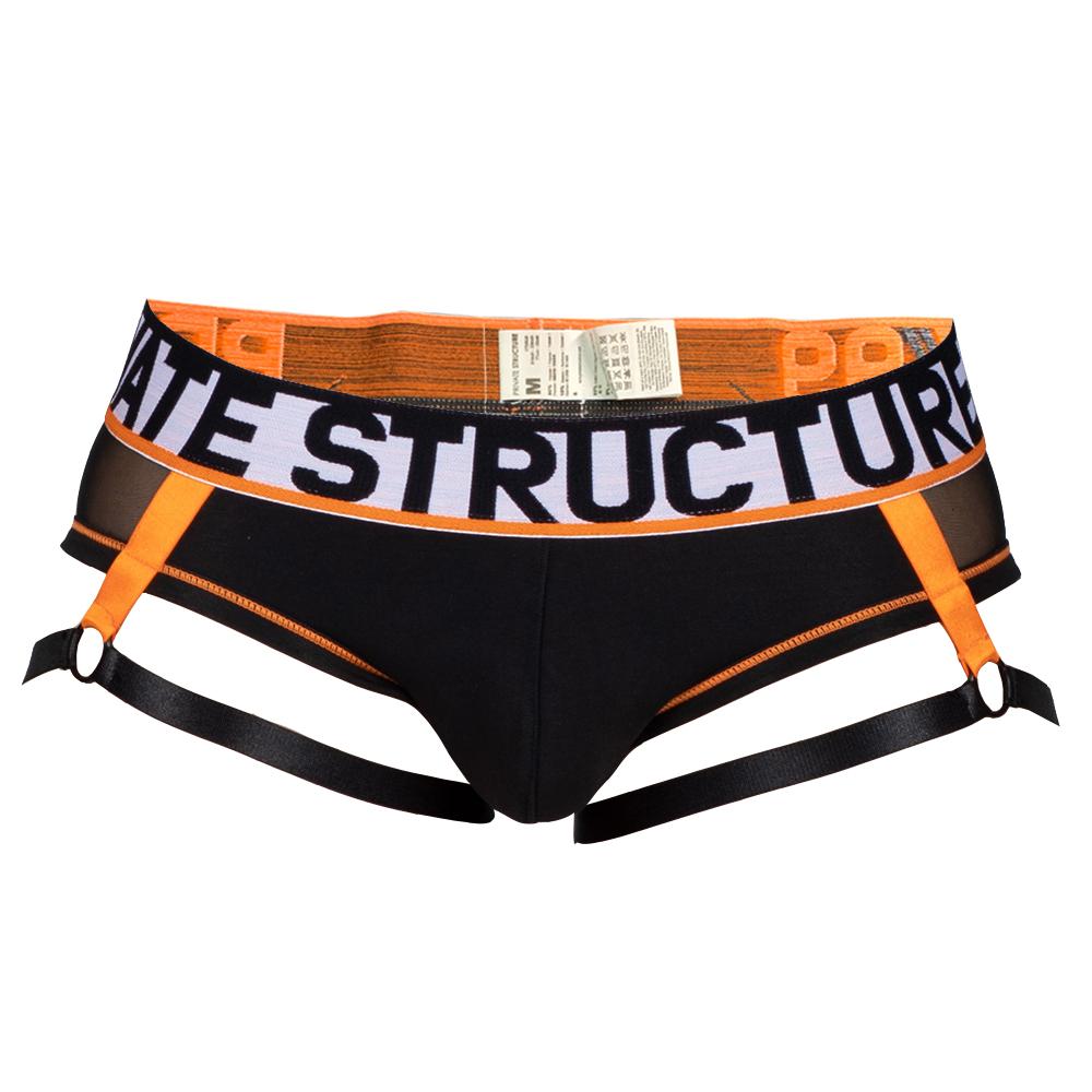 MOMENTUM Orange Harness Mesh Mini Brief - Black - MIUU4357 - | Private Structure - | MAD Lifestyle