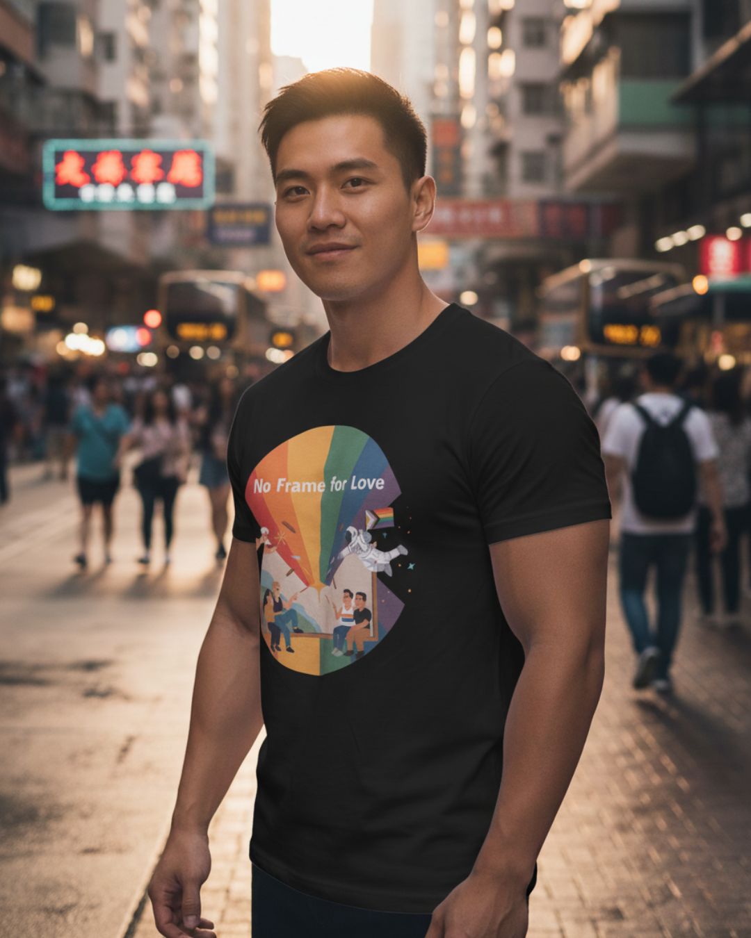 2025 Official HK Pride "No Frame for Love" Midnight Tee - | Hong Kong Pride - T-Shirts | MAD Lifestyle
