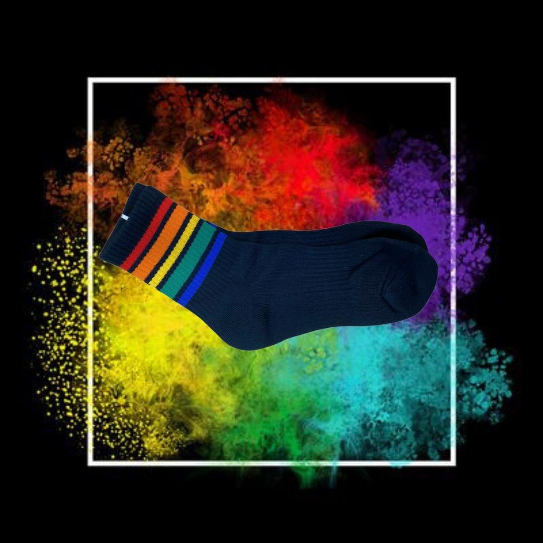 Unisex Rainbow Black Athletic Socks - | EMCL - | MAD Lifestyle