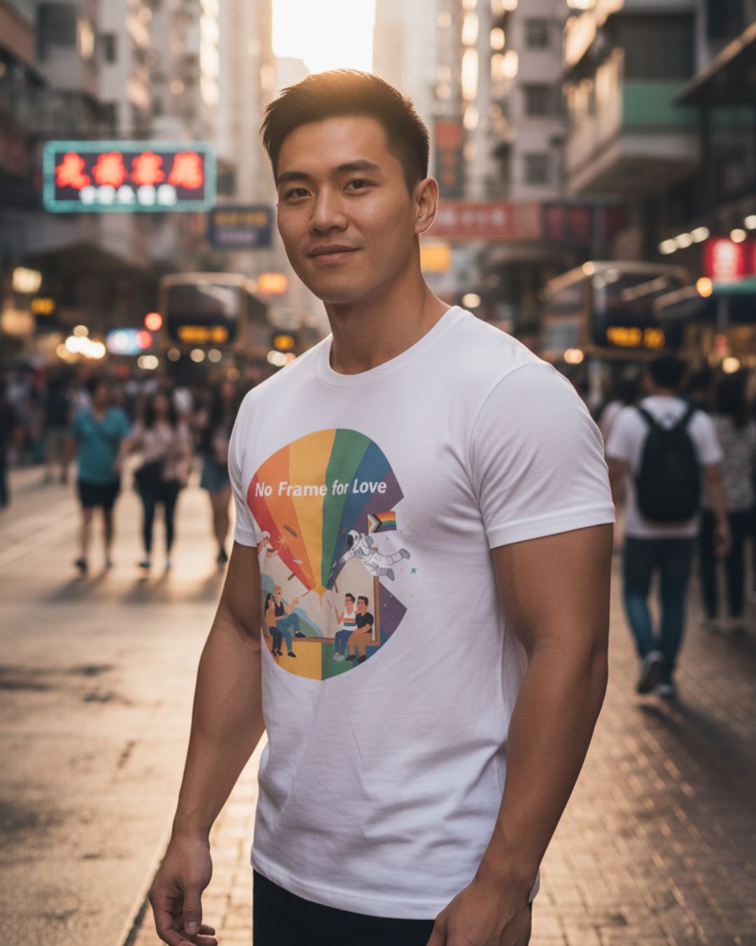2025 Official HK Pride "No Frame for Love" Daylight Tee - | Hong Kong Pride - T-Shirts | MAD Lifestyle