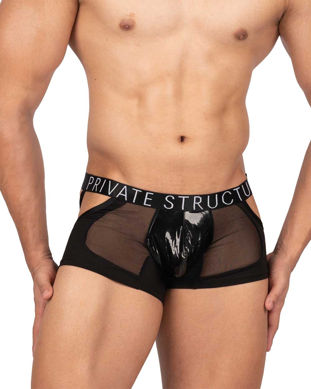 Alpha Low Waist Mesh Back Jockstrap Trunk - Shades of Black - | Private Structure - | MAD Lifestyle