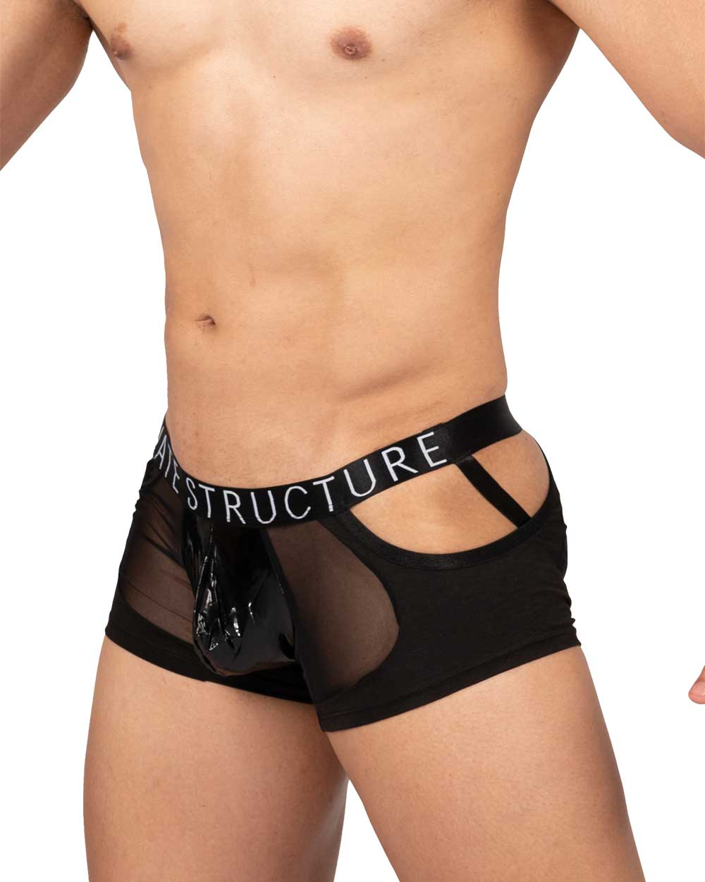 Alpha Low Waist Mesh Back Jockstrap Trunk - Shades of Black - | Private Structure - | MAD Lifestyle