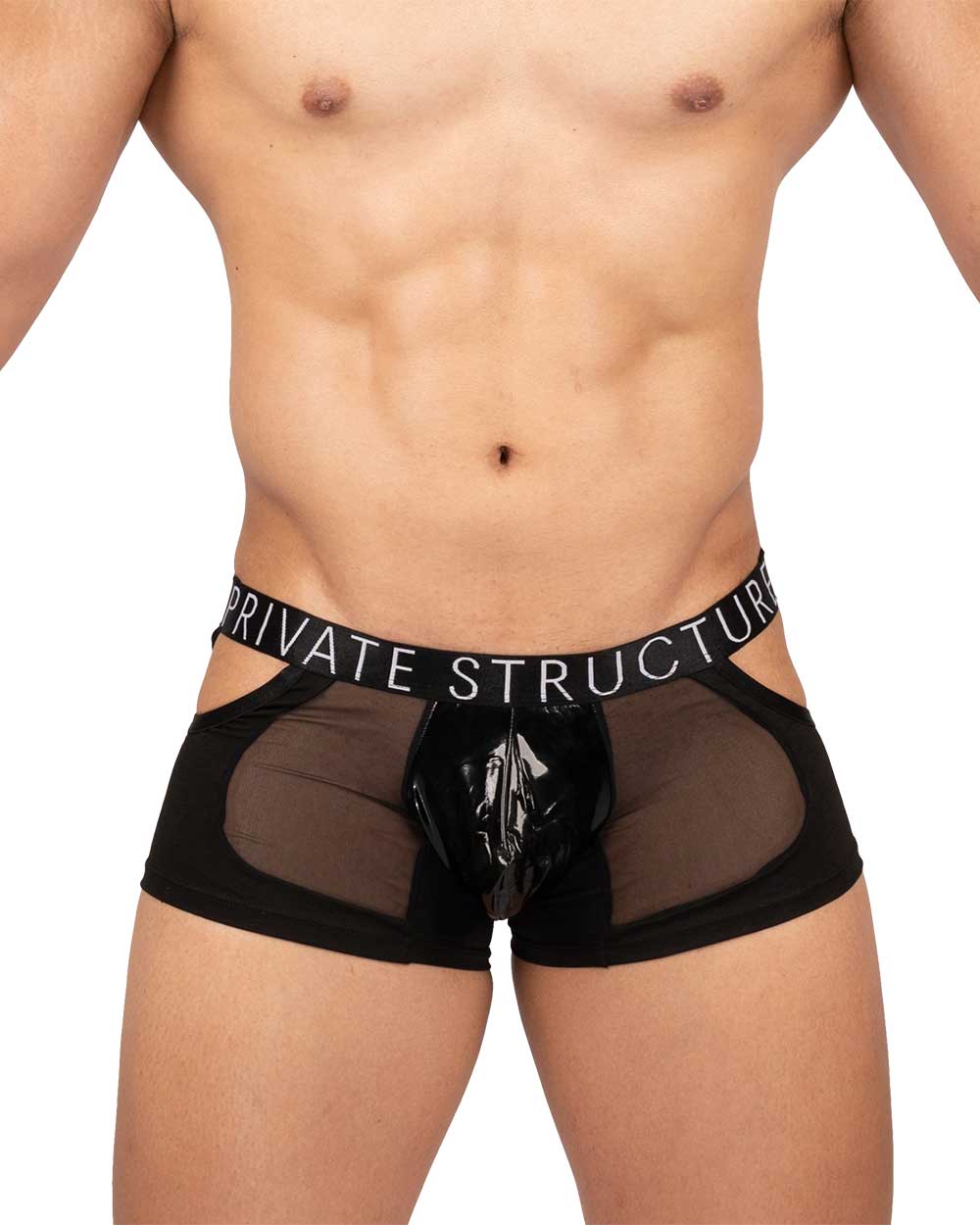 Alpha Low Waist Mesh Back Jockstrap Trunk - Shades of Black - | Private Structure - | MAD Lifestyle