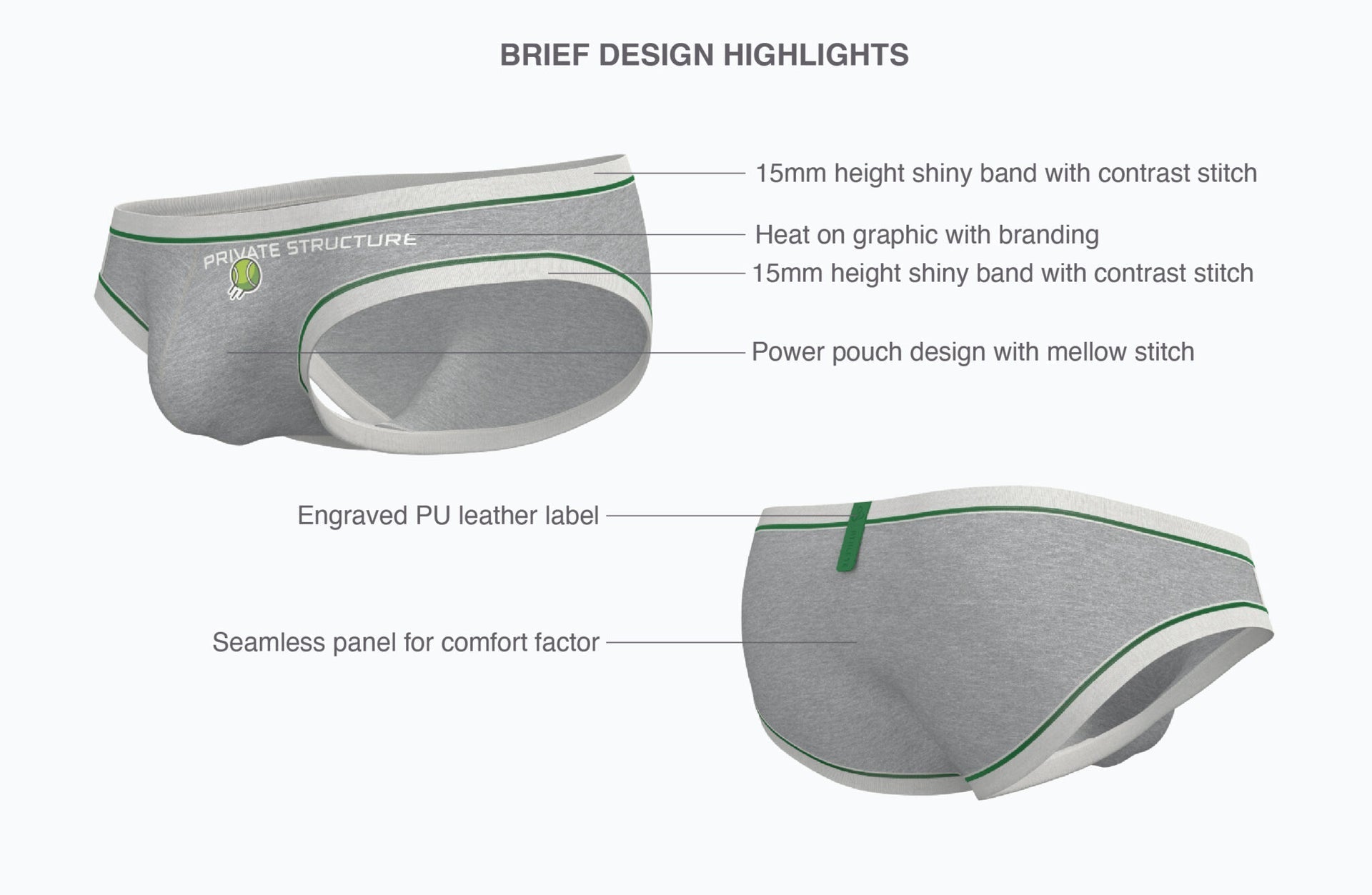 ATHLETE Men's Low Waist Brief - Stadium Grey - | Private Structure - | MAD Lifestyle