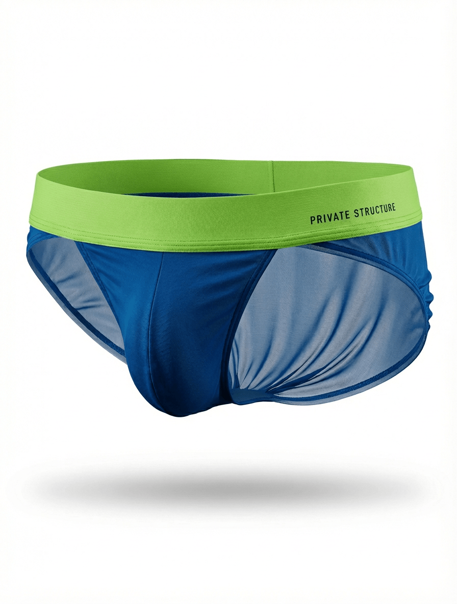 Color Peel Contrast Banded Bikini Brief - Blue & Green - | Private Structure - | MAD Lifestyle
