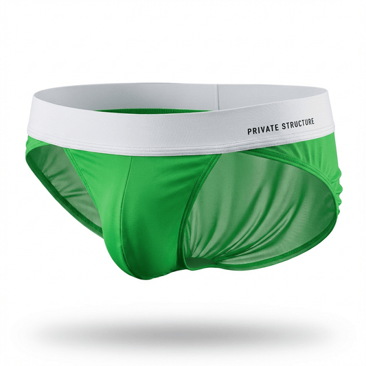 Color Peel Contrast Banded Bikini Brief - White & Green - | Private Structure - | MAD Lifestyle