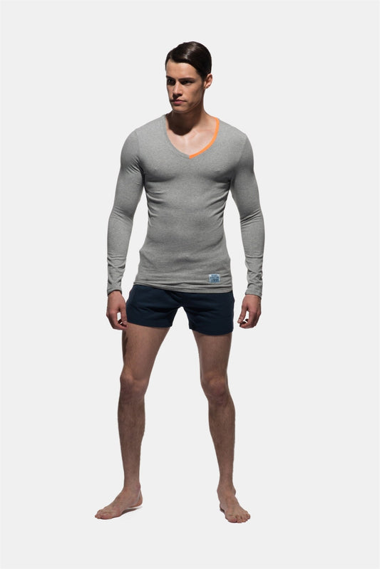 Fitted V Neck Long Sleeve Tee - | Private Structure - | MAD Lifestyle