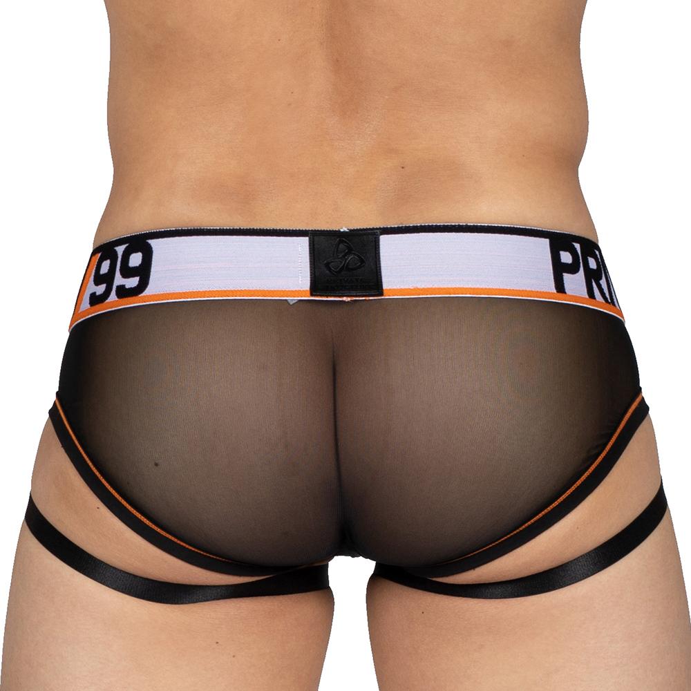 MOMENTUM Orange Harness Mesh Mini Brief - Black - MIUU4357 - | Private Structure - | MAD Lifestyle