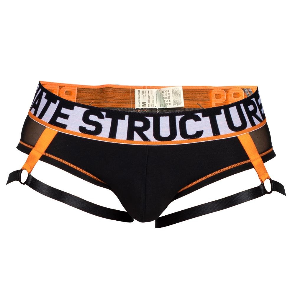 MOMENTUM Orange Harness Mesh Mini Brief - Black - MIUU4357 - | Private Structure - | MAD Lifestyle